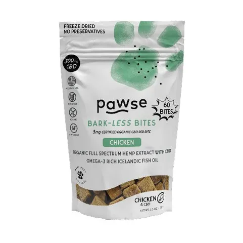 1ea 60pc Pawse 300mg Chicken Bark-Less Bites - Dog/Cat Supplements